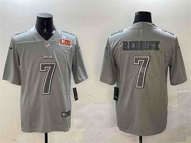 Men's Philadelphia Eagles #7 Haason Reddick Grey 2025 Super Bowl LIX Patch Atmosphere Fashion Vapor Untouchable Limited Stitched Football Jersey